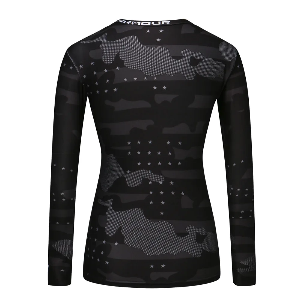 Женская облегающая футболка с длинными рукавами 3D принтом базовым слоем для