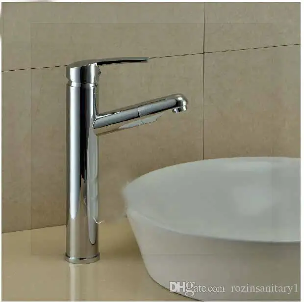 Новый вытяните носик хром латунь бассейна кран водопад смеситель для мойки одной
