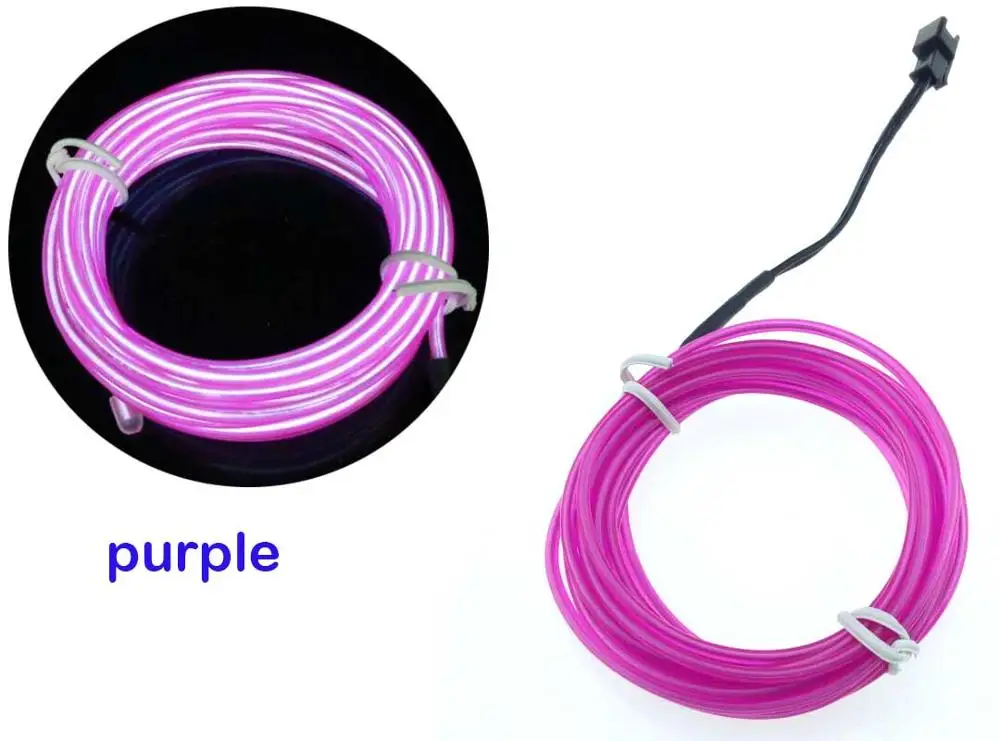 Purple 1 м/3 м/5 м 3В гибкий неоновый светильник светящийся EL провод веревка лента кабель полоса светодиодный неоновый свет Обувь Одежда автомобиль водонепроницаемый светодиодный - Испускаемый цвет: Purple