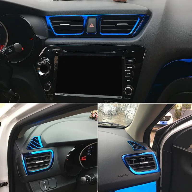 Tonlinker чехол, наклейка для KIA K2 RIO 2011-16, автомобильный Стайлинг, 4-6 шт., нержавеющая сталь/ABS, панель приборов, крышка на выход, наклейка