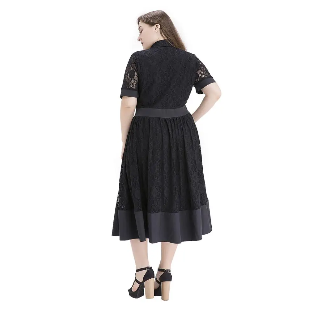 Женское кружевное платье Boho Черное длинное вечернее большого размера 5XL 6XL 7XL