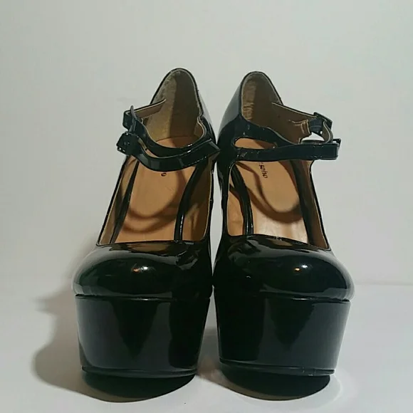 FSJ классические женские Туфли Мэри Джейн на черной платформе с круглым носком