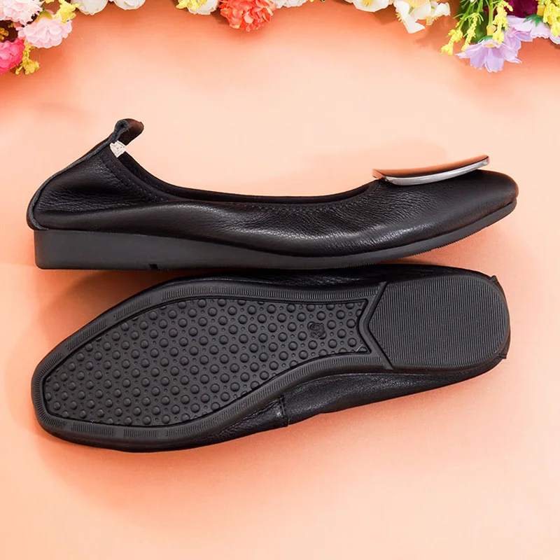 Балетки женские из натуральной кожи Роскошные блестящие повседневные без