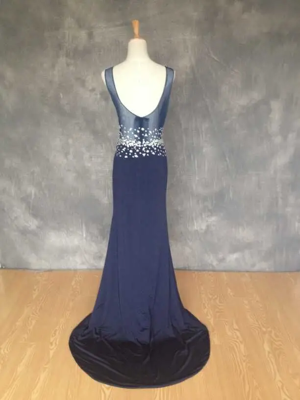 2015 vestido de formatura темно синий пикантный Разделение бисерное платье для выпускного