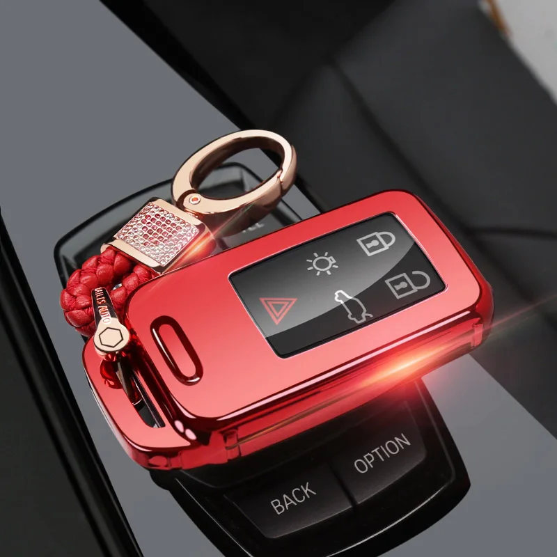 red buckle set Защитный чехол ключа автомобиля чехол для VOLVO S60L S80L XC60 S60 V60 s90 cx60 xc90 vx90 стайлинга автомобилей смарт-ключ оболочки крышки брелок держатель - Название цвета: red buckle set