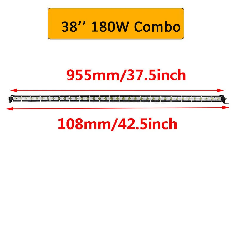 38inch Combo Auxtings тонкий светодиодный светильник Однорядный " 13" 2" 25" 3" 38" дюймов 90 Вт 120 Вт 150 Вт 180 Вт для внедорожника 4X4 внедорожный светодиодный светильник - Цвет: 38inch Combo