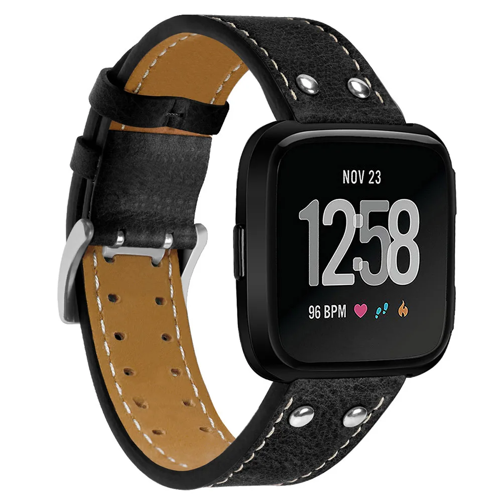 Tschick заменяет Мужские t кожаные ремешки для Fitbit Versa, натуральная кожа Versa ремешок с металлической пряжкой Фитнес браслет ремешок для женщин и мужчин