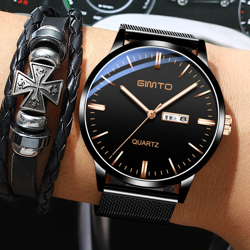 Reloj hombre GIMTO Для мужчин часы Лидирующий бренд Роскошные Ультратонкий дата простая