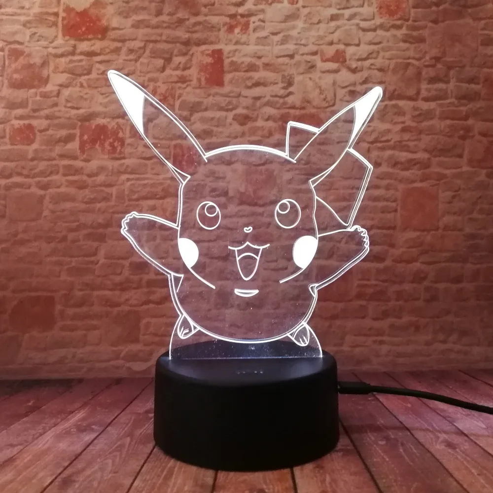 Покебол PIKACHU Bulbasaur Bay Role 3D RGB лампа Pokemon Go экшн-фигурка визуальная Иллюзия светодиодный Праздничный Рождественский подарок Ночной светильник