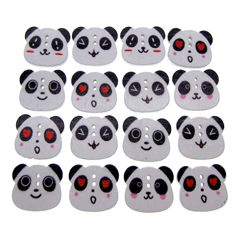 50 шт. разнообразные деревянные пуговицы с рисунком панды аксессуары для