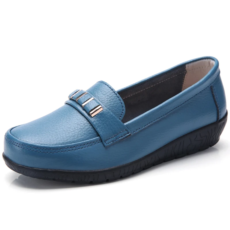 Blue ZIMNIE/Брендовые женские модные водонепроницаемые Мокасины Женская летняя повседневная обувь из спилка Женская обувь с круглым носком Большие размеры 35-44 - Цвет: Blue