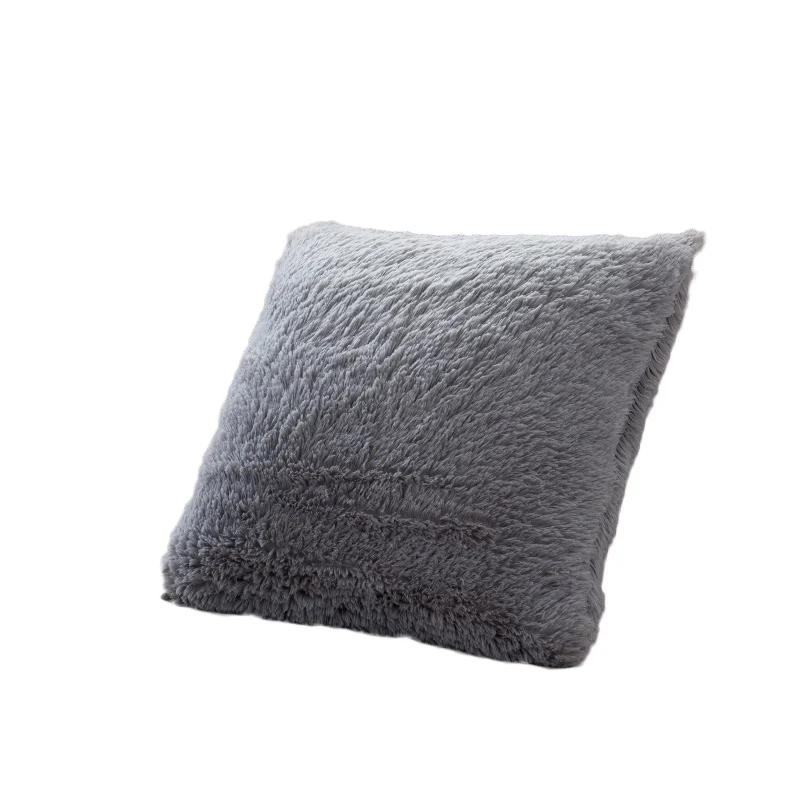 Soft Plush Bedroom Decorative Pillow Case Square Pillow Cover Plush solid color For Living Room TV Backdrop Decora Hot - Цвет: Grey
