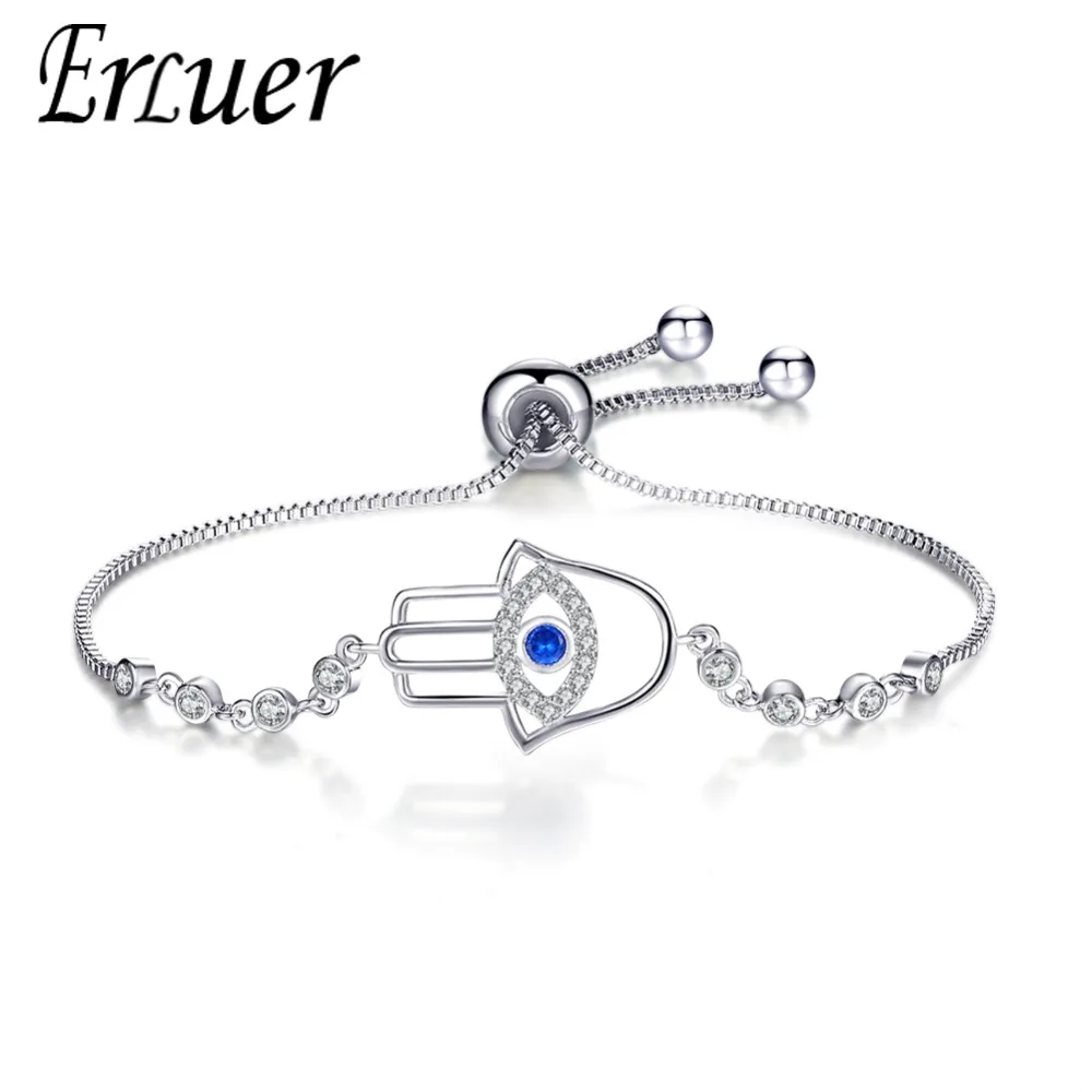 ERLUER модные браслеты и для женщин pulseira feminina Hamsa ручная работа CZ цепочка