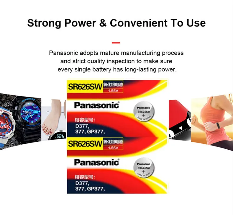 Оригинальный кнопочный элемент питания Panasonic SR626SW 2 шт./лот монетная батарея G4 377A