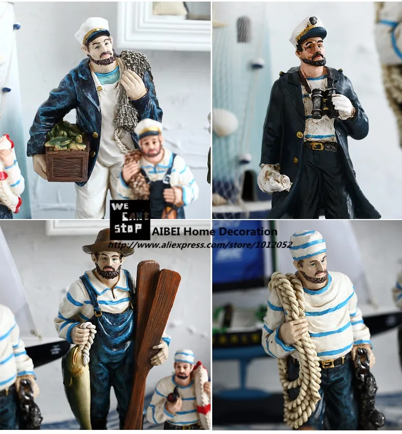 21/33 см Смола капитан фигурка 1 шт. Средиземноморский искусственный в морском стиле, в рыбацком стиле предметы мебели Морской Декор подарки ремесла