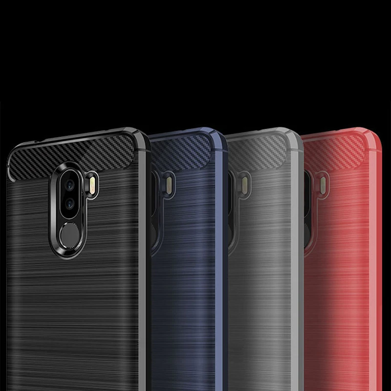 Чехол для Xiaomi Pocophone F1 ударопрочный чехол накладка из углеродного волокна и ТПУ