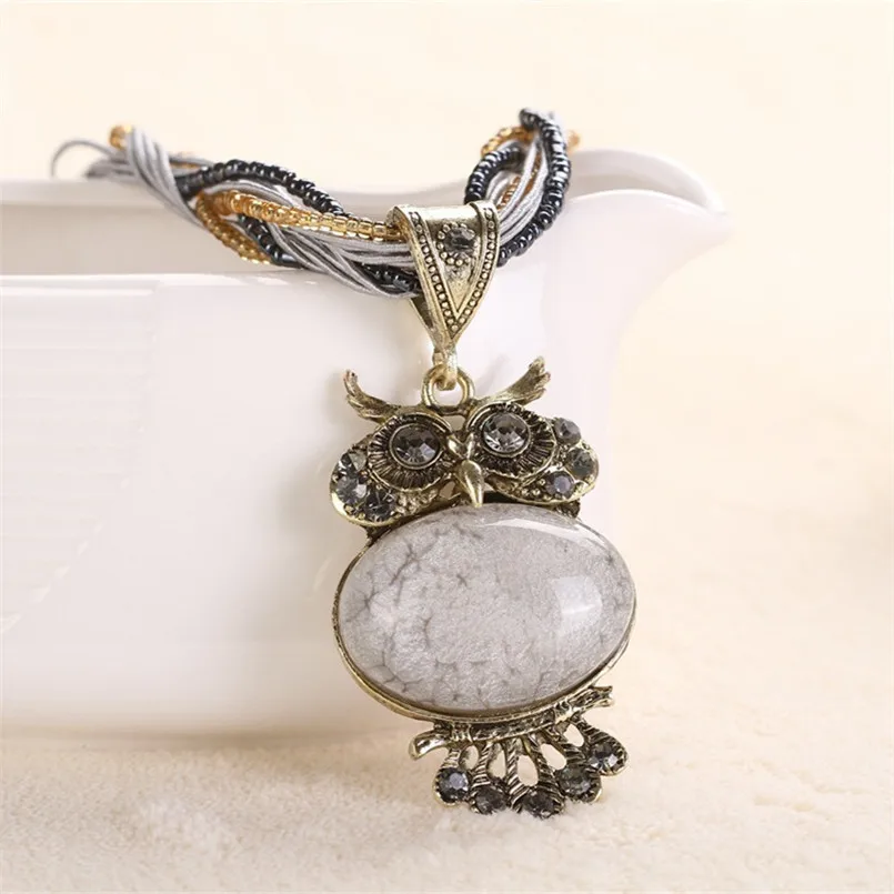 Olaru Vintage Bohemia Owl Pendant Neecklace Ethnic Woman Beads Collar Statement Necklaces New Fashion Jewelry Accessories HOT | Украшения и