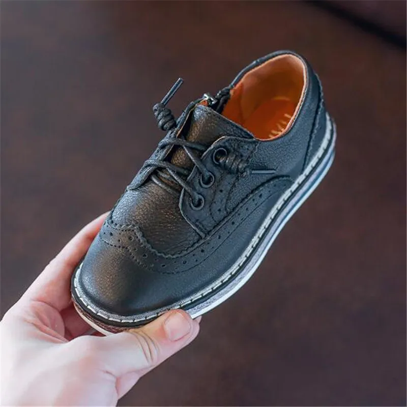 

New Spring/Autumn Leather Shoes Kids Girls British style Dress Shoes Black Princess Student Flats Breathable Kids Moccasins 04