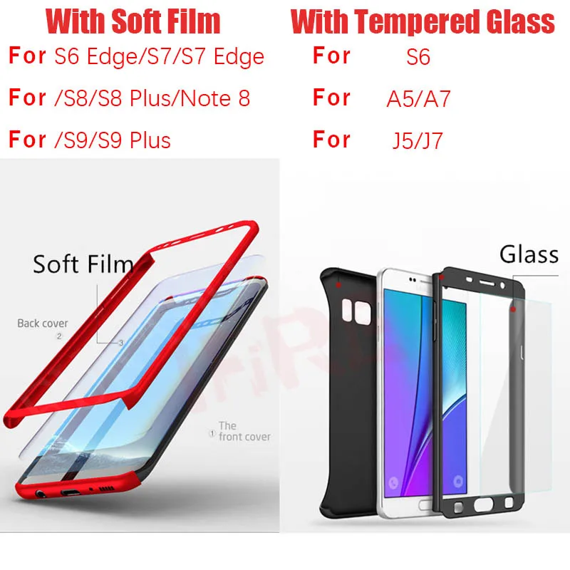 Luxury 360 Phone Cases For Samsung Galaxy A5 A7 2017 Note 8 S8 Plus Shockproof Hard Cover S6 s7 edge 2016 Case |