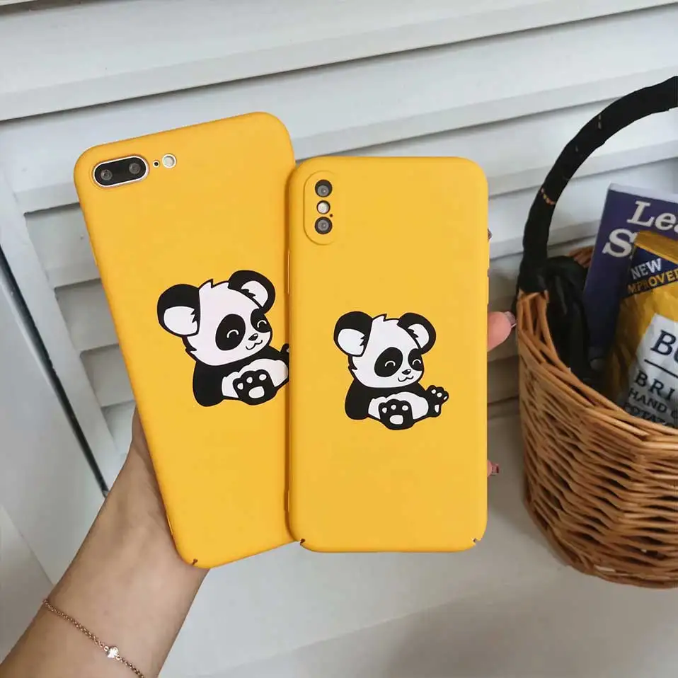 Животный узор для iPhone 6 S 7 8 Plus X PC Phone Чехол Panda Корпус coque |