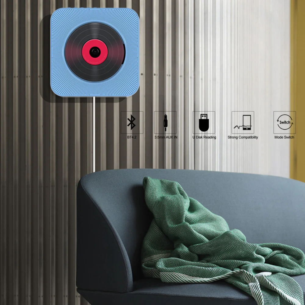 Портативный настенный CD плеер FM радио USB 3 5 мм разъем для наушников Bluetooth Hi Fi
