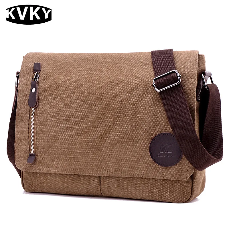 Kvky мужчин холщовый мешок человек деловая сумка моды Crossbody мужской сумки