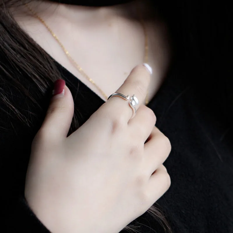 Женское Открытое кольцо Кот из серебра 100% пробы | Украшения и аксессуары