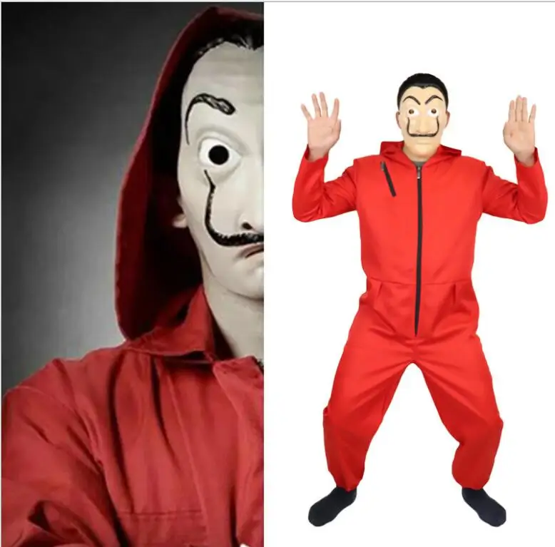Salvador Dali Movie Costume Money Heist The House of Paper La Casa De Papel Cosplay Halloween Party Costumes with Face Mask |