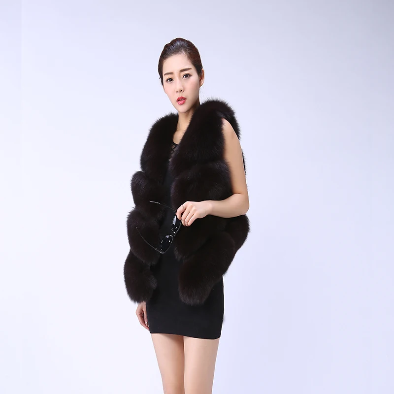 Новый бренд натурального меха лисы Полный пальто из высокого качества Модные