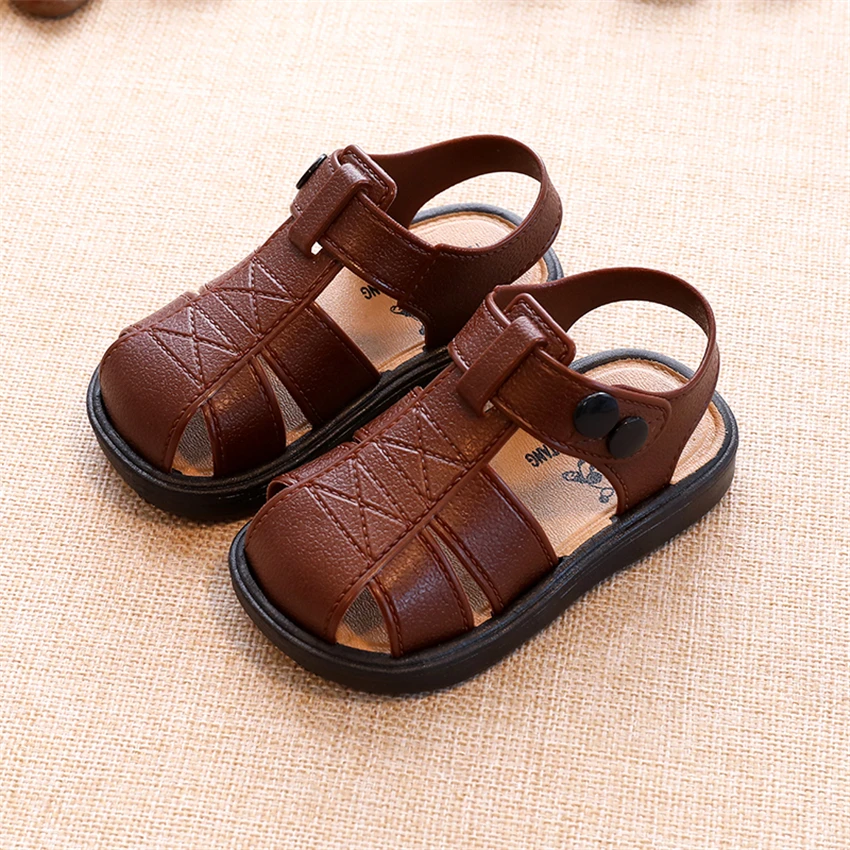 ZzSuper Toddler Shoes Leather Summer Beach sandals Cut-outs Flat Baby Boys 1-4 Years Casual Size 26-30 | Детская одежда и обувь