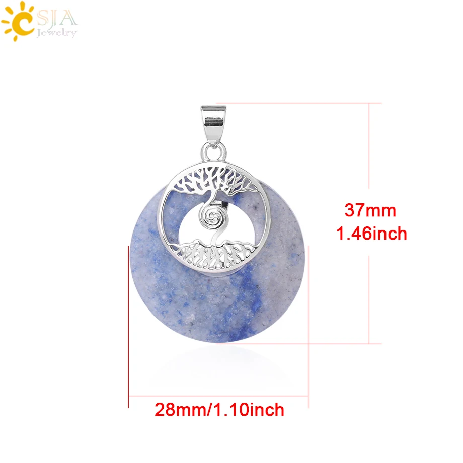 Кулон CSJA с круглым натуральным камнем для ожерелья Ювелирное Украшение