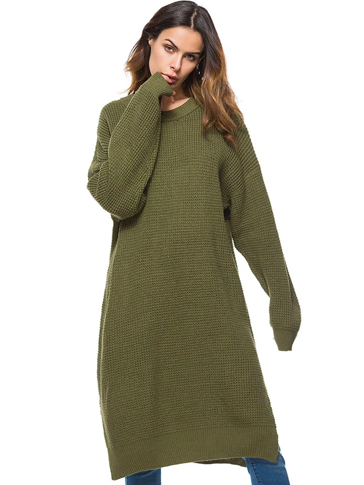2019 Новая мода длинный свитер новый Для женщин трикотажный пуловер большой