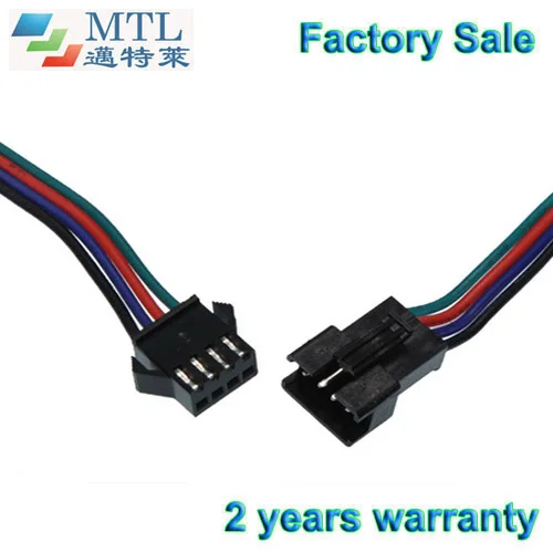 

SM connector 4 pin for RGB LED strip, 100 pair/lot, 22# wire 10cm long at each end, Factory Wholesale