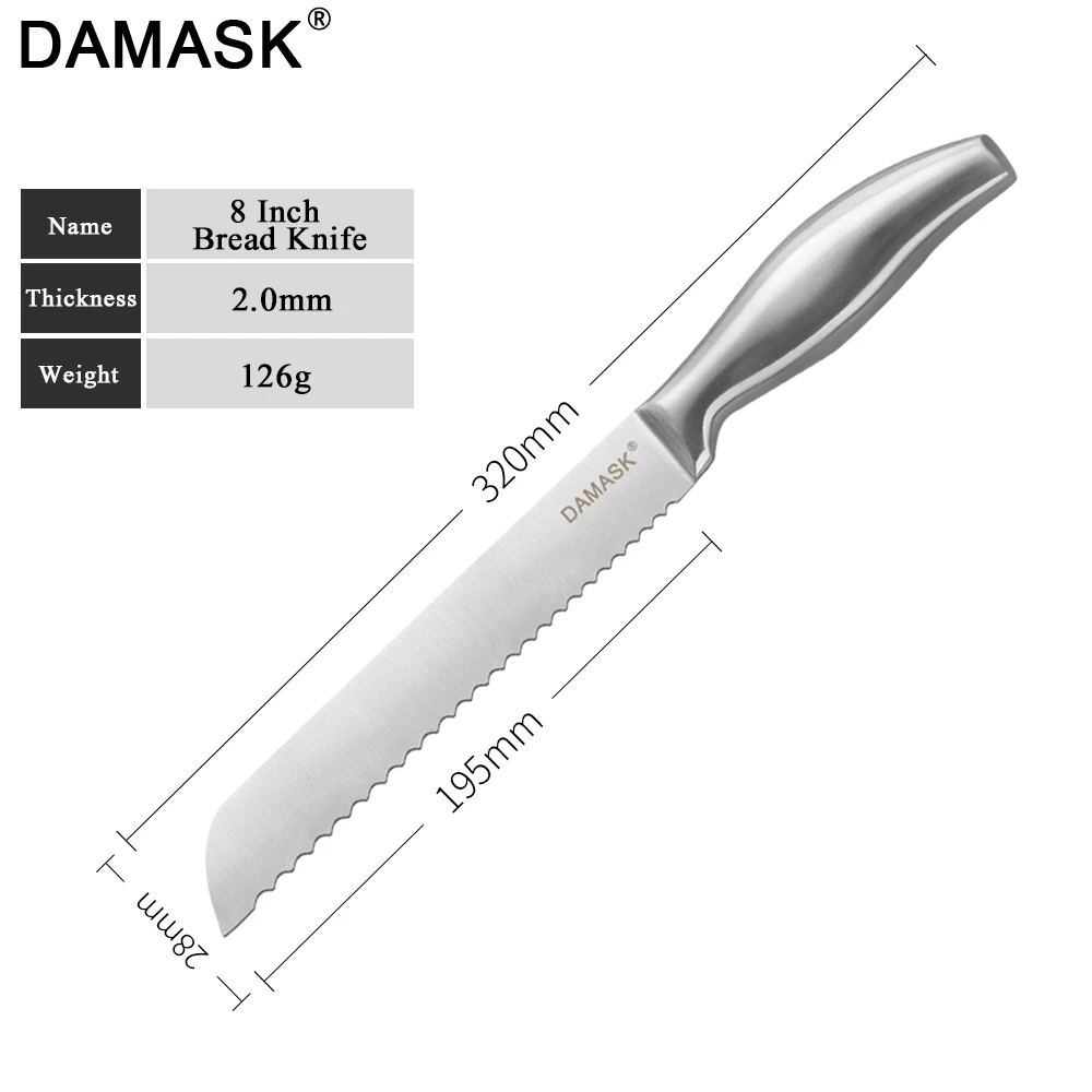 DAMASK набор кухонных ножей из нержавеющей стали японский нож Santoku для нарезки хлеба
