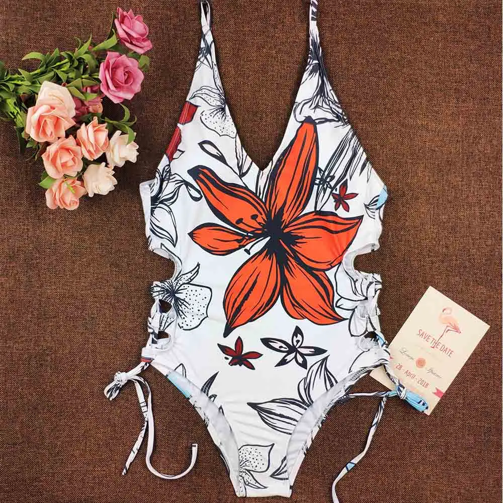Женский слитный купальник с принтом Maillot de bain купальный костюм открытой спиной