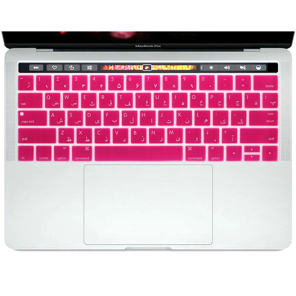 Hot Pink Арабская, английская Клавиатура США кожного покрова для нового MacBook Pro 1" A1706 и Pro 15" A1707 выпуска с сенсорной панелью США Версия - Цвет: Hot Pink