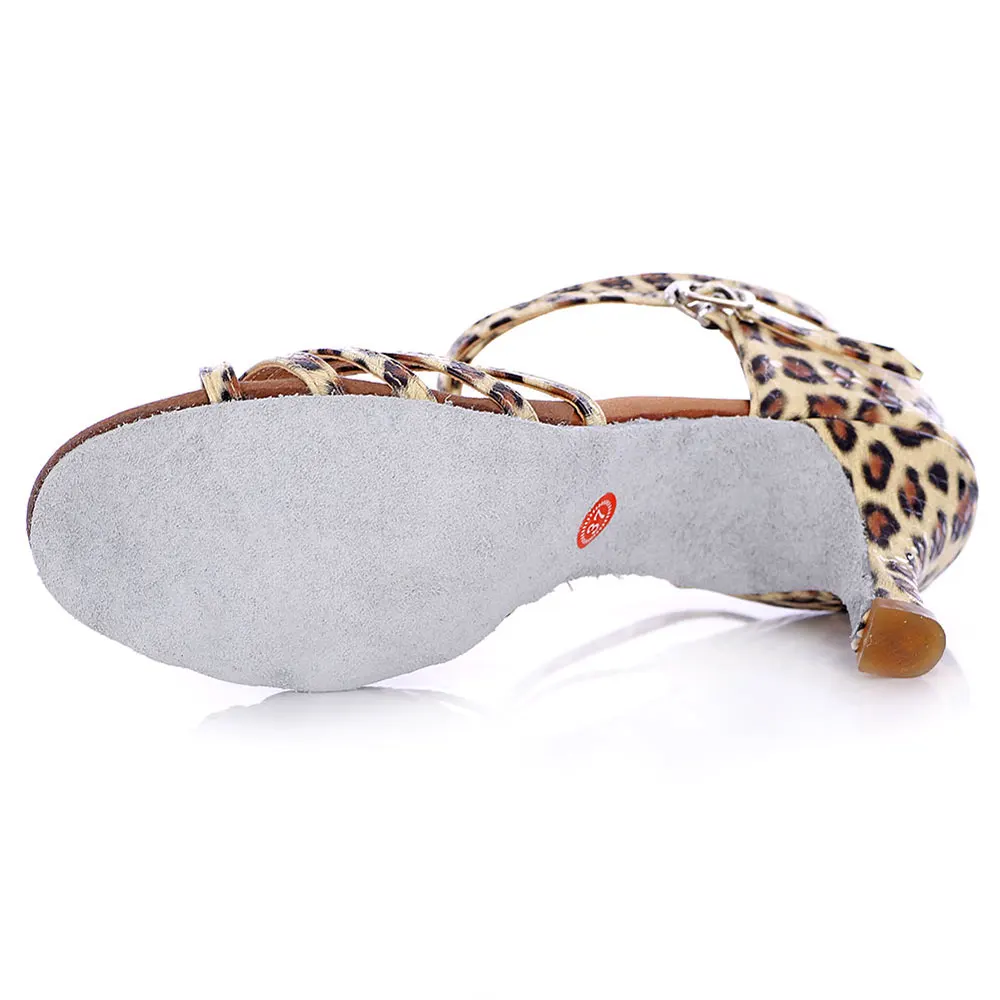 Women Leopard Latin Dance Shoes Woman Satin PU Salsa Dance Shoes Girl Tango Ballroom Dancing Shoes For Female High Heels 5cm/7cm