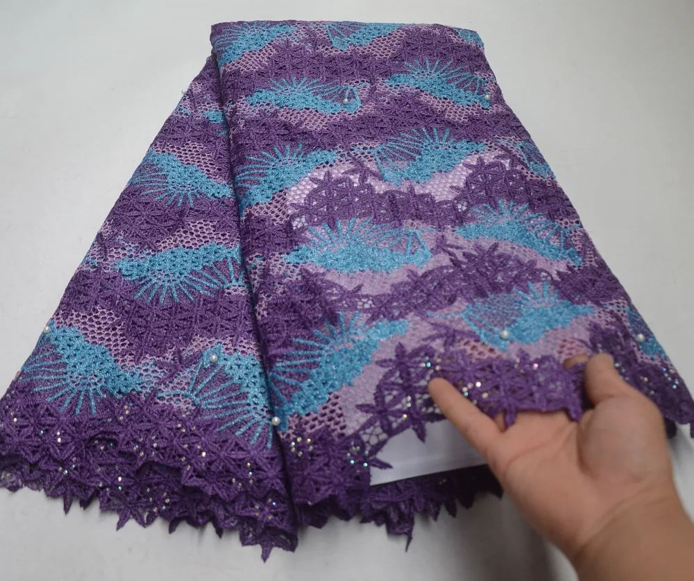 

African Lace Fabric 2019 Embroidered Nigerian Laces Fabric Bridal High Quality French Guipure Cord Lace With Beads Stone