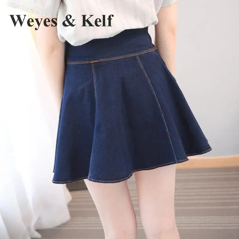 Повседневные однотонные летние мини юбки Weyes & Kelf Женская юбка с высокой талией