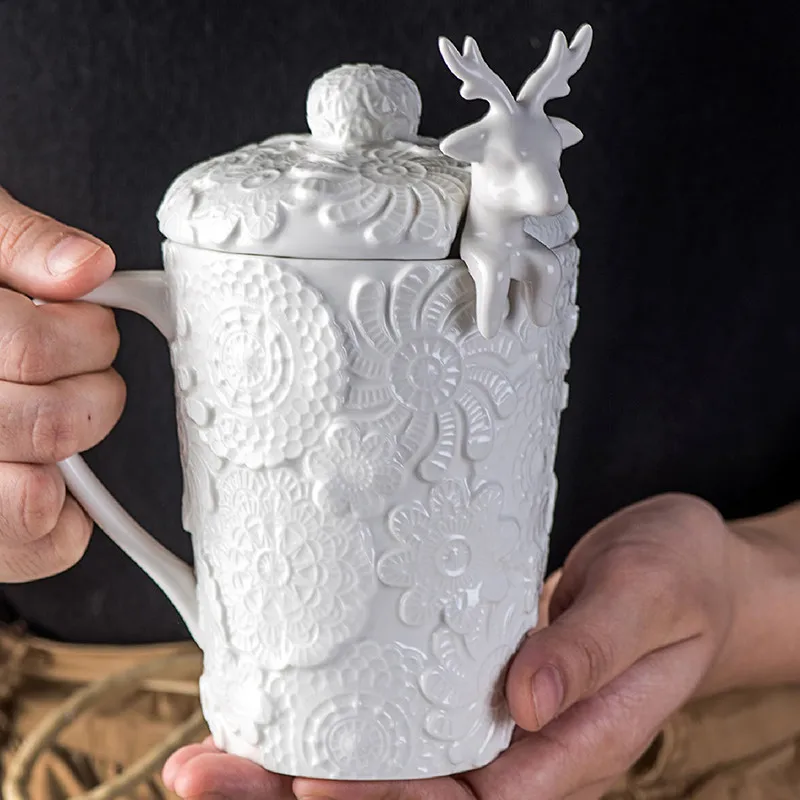 Классическая белая чашка рождественский подарок рельефный Pocelain Stoup новогодний