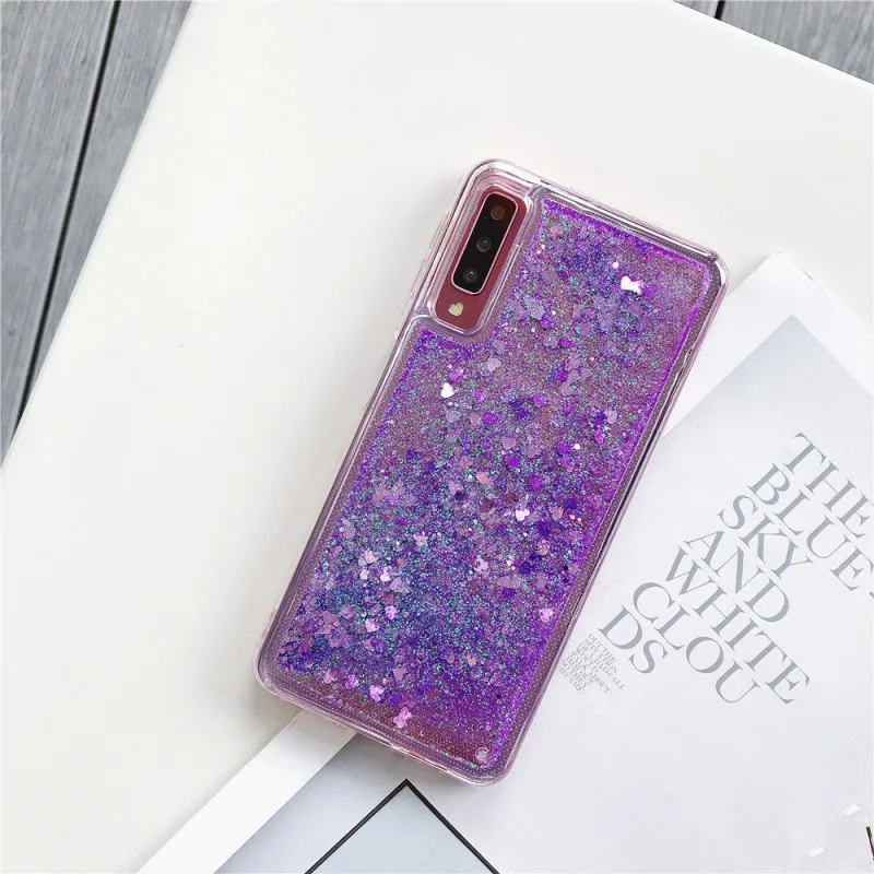 Purple Шикарный Блестящий Мягкий пайетки чехол для samsung Galaxy J2 J3 J4 J5 J6 J7 J8 A3 A5 A6 A7 A8 плюс A9 чехол с мерцающим текучим песком чехол - Цвет: Purple