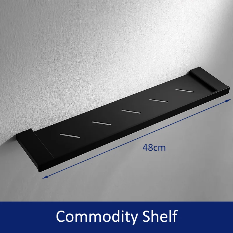 Commodity Shelf Quyanre матовый черный набор аксессуаров для ванной комнаты 304 SUS нержавеющая сталь Полка для полотенец Держатель для полотенец крючок аксессуары для ванной комнаты - Цвет: Commodity Shelf