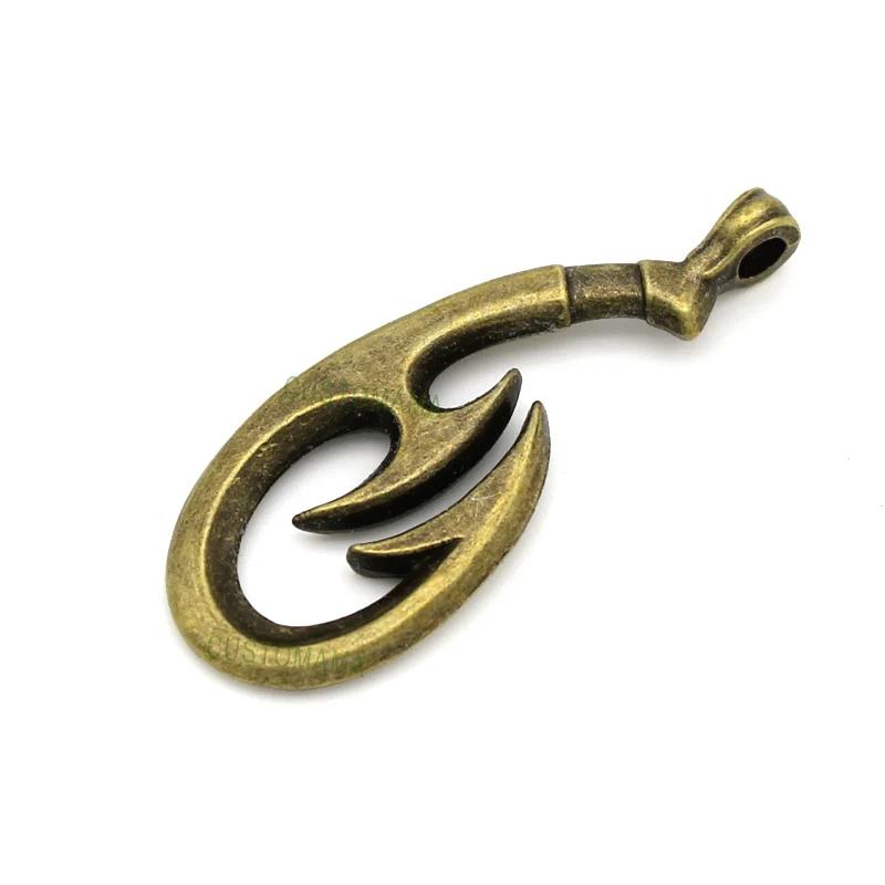 

12pcs- Antique Bronze Large Fish Hook Charms Pendants 2 Sided 51x20mm