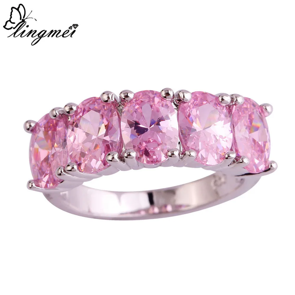 Женское Обручальное кольцо с розовым фианитом размеры 6 10|ring size|ring size 6fashion rings |