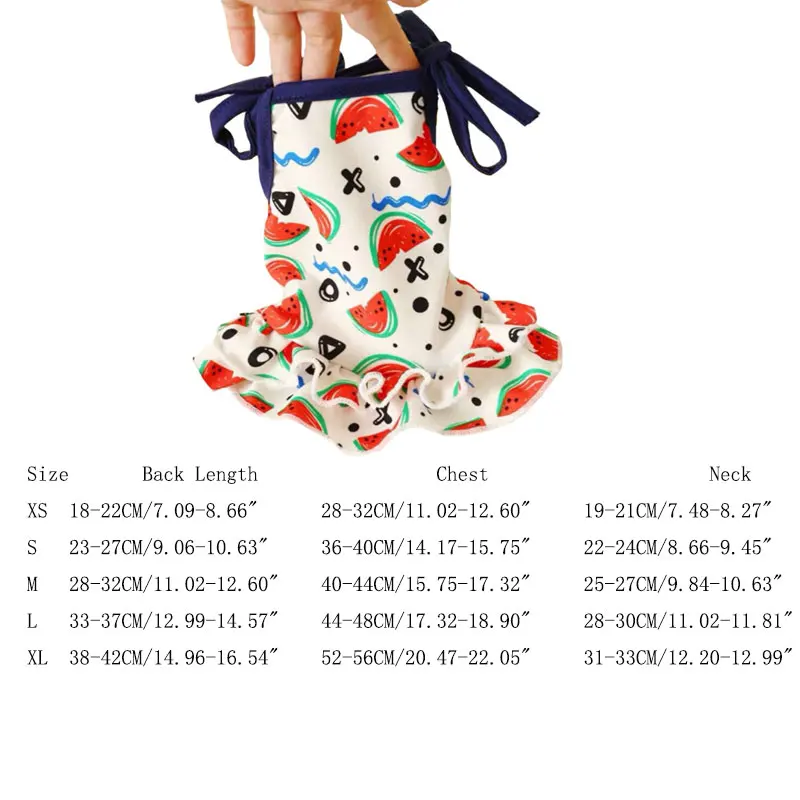 Watermelon dress Летняя переноска для собак, дышащее детское платье с рисунком фруктов для щенков и кошек, костюмы, боди для чихуахуа xs-xl DOGGYZSTYLE - Цвет: Watermelon dress