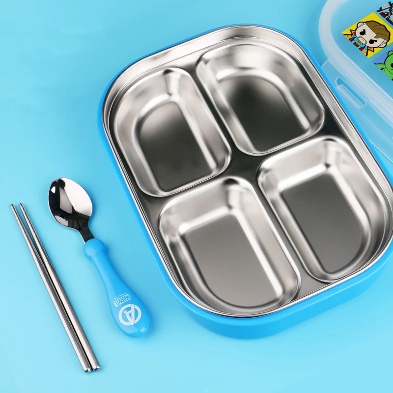 Disney Children's Plate Bowl Spoon Men and Women Stainless Steel Separate Dish Meal Tray Safe Cutlery Set