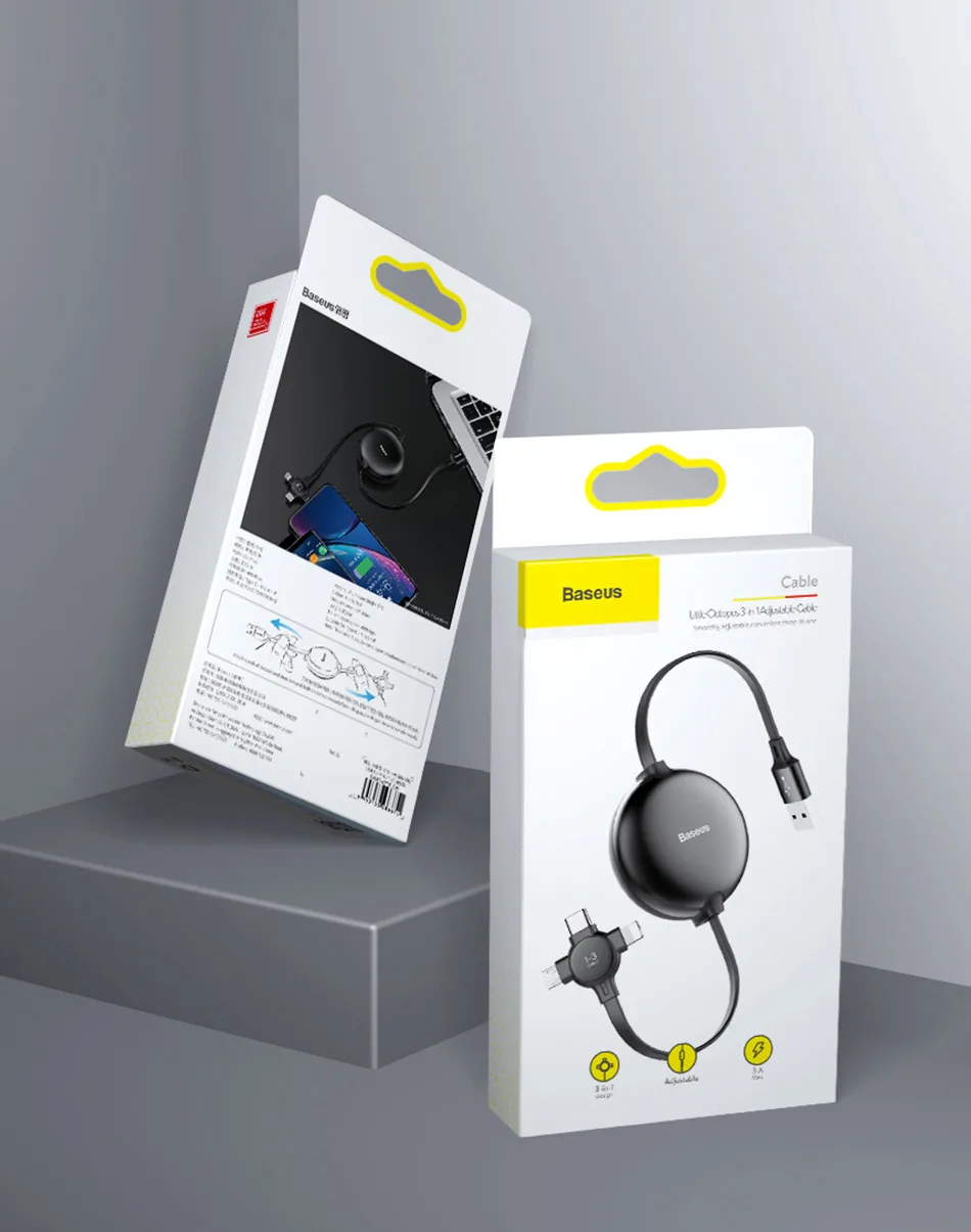 Baseus портативный 3 в 1 кабель с разъемом micro usb type C для iPhone X xs max 3 в 1 USB кабель зарядного устройства для samsung galaxy s9 s8