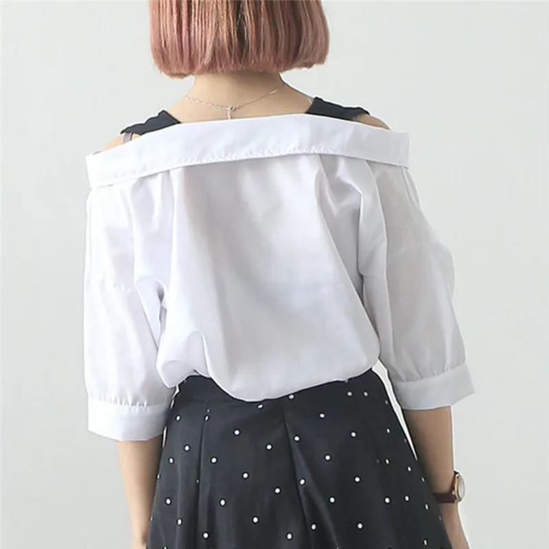 Мода Дизайн Новые Твердые длинным рукавом Винтаж рубашка без бретелек Половина