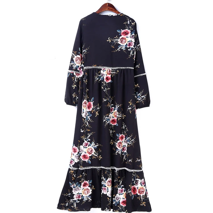 Women Lady Fashion Sexy Deep V Hollow Out Print Floral Retro Dating Dinner Party Dresses LTD101006 | Женская одежда
