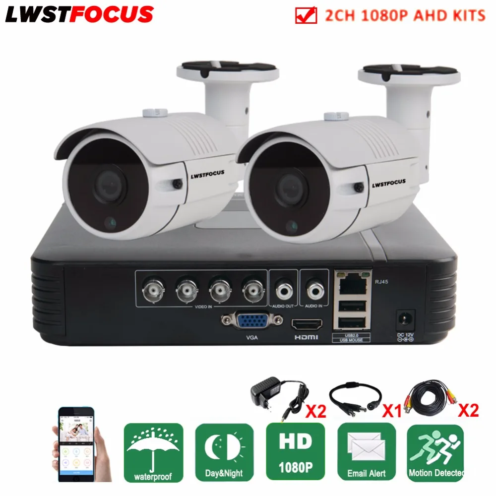 Lwstfocus 2ch CCTV Системы 1080 P HDMI AHD cctv dvr 2 шт. 2.0 Мп ИК Открытый безопасности Камера 3000 ТВЛ